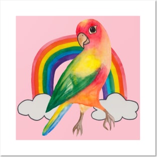 Colorful parrot with rainbow Posters and Art